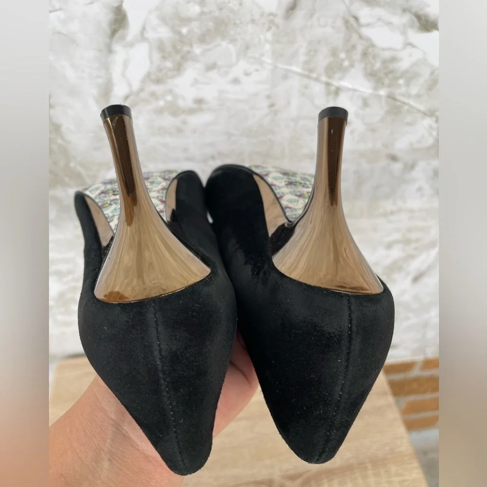 IRREGULAR CHOICE WINDSOR Black Suede Bow Pumps size 39/8